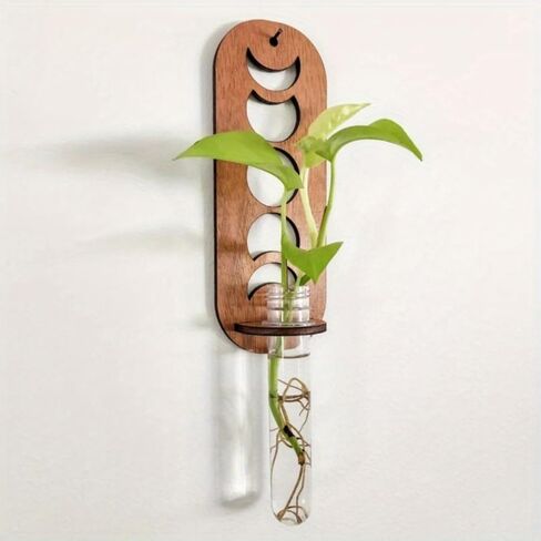 Wall-Mounted Test Tube Vase with Geometric Backplate - 1 Tube Plant Propagator for Pothos Plants | Modern Water Propagation Station for Home Decor​ in Saudi Arabia