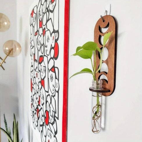 Wall-Mounted Test Tube Vase with Geometric Backplate - 1 Tube Plant Propagator for Pothos Plants | Modern Water Propagation Station for Home Decor​ in Saudi Arabia