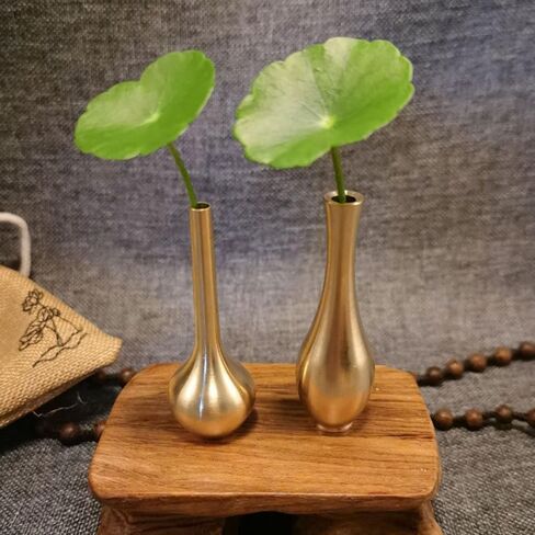 Cabilock 2Pcs Small Copper Vases for Flowers, Gold Vintage Metal Decorative Vases for Home Office Decor, 2.4 Inch X 0.8 Inch in Saudi Arabia