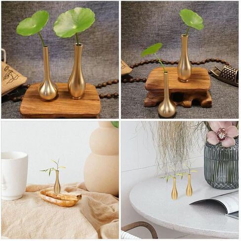 Cabilock 2Pcs Small Copper Vases for Flowers, Gold Vintage Metal Decorative Vases for Home Office Decor, 2.4 Inch X 0.8 Inch in Saudi Arabia