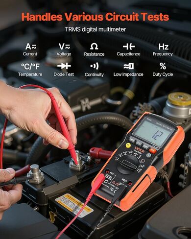 VEVOR Digital Multimeter, 6000-Count TRMS DC/AC Voltmeter Current Tester, Auto-Ranging Multimeter for Current Voltage Resistance Capacitance Temperature Diodes Continuity Low Impedance Measurment in Saudi Arabia