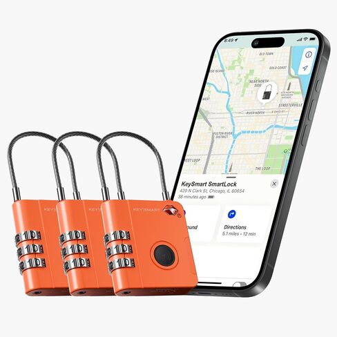KeySmart Smartlock Tracking Laggage Locks TSA معتمدة - متوافقة مع Apple Find My App ، Tracker Bluetooth GPS ، مقاومة للماء ، قفل حقائبك وتتبعها in Kuwait