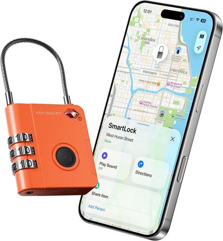 KeySmart Smartlock Tracking Laggage Locks TSA معتمدة - متوافقة مع Apple Find My App ، Tracker Bluetooth GPS ، مقاومة للماء ، قفل حقائبك وتتبعها in Kuwait