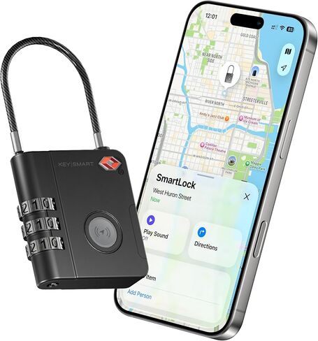 KeySmart SmartLock Tracking Luggage Locks TSA Approved - Compatible with Apple Find My App, Bluetooth GPS Tracker, Water Resistant, Lock Your Suitcases and Keep Track of it in Kuwait