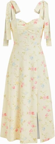 CIDER Sundresses for Women Floral Midi Boho Dresses Square Neck Bow Tie Cute Casual Dress Wedding Guest Dresses in Saudi Arabia
