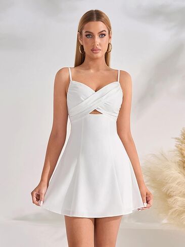 EYNMIN Floral Mini Dresses for Women 2026 Summer Spaghetti Strap Flowy A Line Bow Tie Dress Beach Vacation Short Sundress in Saudi Arabia