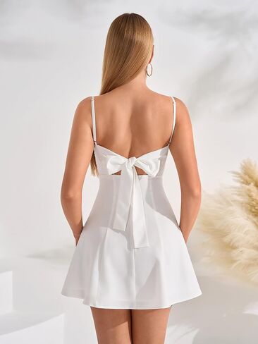 EYNMIN Floral Mini Dresses for Women 2026 Summer Spaghetti Strap Flowy A Line Bow Tie Dress Beach Vacation Short Sundress in Saudi Arabia