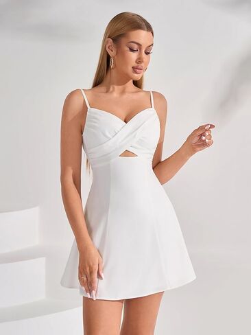 EYNMIN Floral Mini Dresses for Women 2026 Summer Spaghetti Strap Flowy A Line Bow Tie Dress Beach Vacation Short Sundress in Saudi Arabia