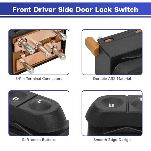 901-234 Front Driver Side Power Door Lock Switch for 91-08 Ford E150/250/350 ǀ 91-97 F150/F250/F350/Bronco ǀ 96-06 Econoline ǀ 91-94 Explorer ǀ 87-93 Mustang ǀ 91-92 Ranger, Replace SW7061, PDS-134 in Kuwait