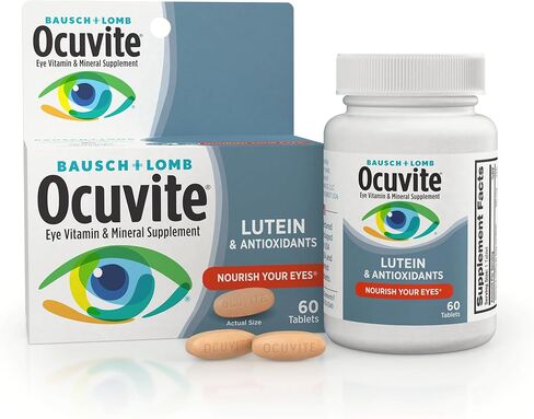 Ocuvite Eye Vitamin & Mineral Supplement, by Bausch + Lomb, Contains Zinc, Vitamins A, C, E, & Lutein, Pink,Tablet, 60 Count in Kuwait