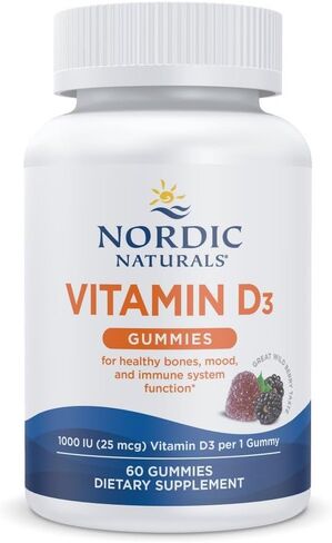 Nordic Naturals Vitamin D3 Gummies, Wild Berry - 60 Gummies - 1000 IU Vitamin D3 - Great Taste - Healthy Bones, Mood & Immune System Function - Non-GMO - 60 Servings in Kuwait