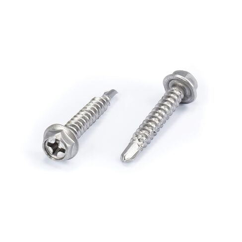 THE CIMPLE CO #14 Size, 1" Length (25mm) - Self Tapping/Drilling Screw - 410 Stainless Steel (Exceptional Wear and Very Corrosion Resistant) - Hex Washer Head - 100pcs in Kuwait