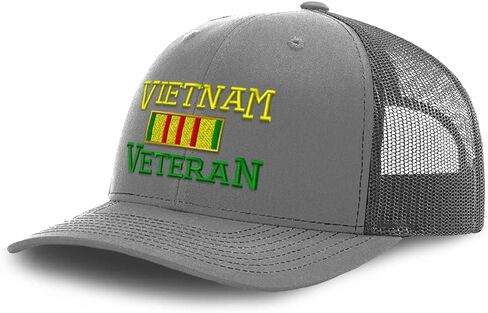 قبعة شبكية مطرزة قبعات سائقي الشاحنات مطرزة من فيتنام المخضرم B للرجال والنساء من القطن in Kuwait