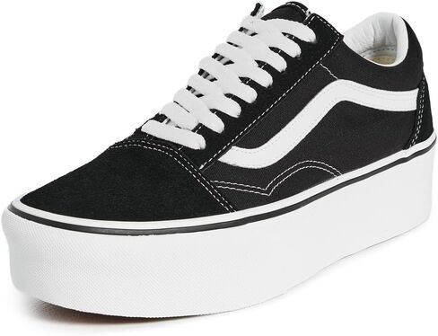 Vans UA Old Skool Stackforms، أسود/أبيض حقيقي، 12 US للنساء/10.5 US للرجال in Kuwait