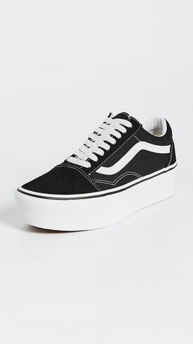 Vans UA Old Skool Stackforms، أسود/أبيض حقيقي، 12 US للنساء/10.5 US للرجال in Kuwait