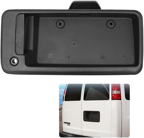 25989400 Exterior Door Handle, Fit for 1996-2015 Chevy Express GMC Savana 1500 2500 3500 Van, Rear Right Cargo Door Handle with License Plate Bracket Holder Housing , Replaces 15167638, 15269298 in Kuwait