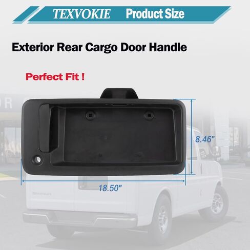 25989400 Exterior Door Handle, Fit for 1996-2015 Chevy Express GMC Savana 1500 2500 3500 Van, Rear Right Cargo Door Handle with License Plate Bracket Holder Housing , Replaces 15167638, 15269298 in Kuwait