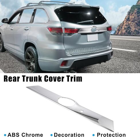 X AUTOHAUX Car Rear Exterior Trunk Streamer Cover Trim Chrome Plated ABS Trunk Hatch Handle Decoration Protector Guard Plate for Toyota Highlander 2014-2018 in Saudi Arabia