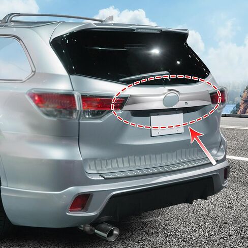 X AUTOHAUX Car Rear Exterior Trunk Streamer Cover Trim Chrome Plated ABS Trunk Hatch Handle Decoration Protector Guard Plate for Toyota Highlander 2014-2018 in Saudi Arabia
