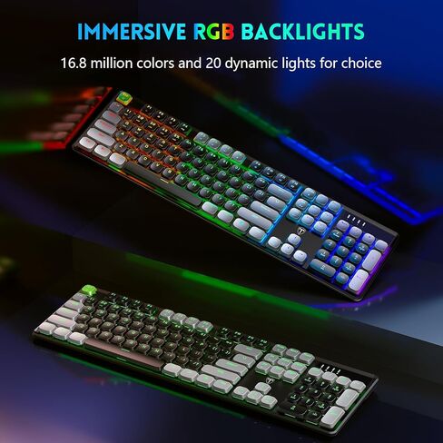RisoPhy PC425 Wireless Gaming Keyboard, Gasket Mount, RGB Backlight, Volume Knob, 2.4GHz/USB-C/BT5.0, 60% Mechanical Gaming Keyboard for Mac/Win in Kuwait
