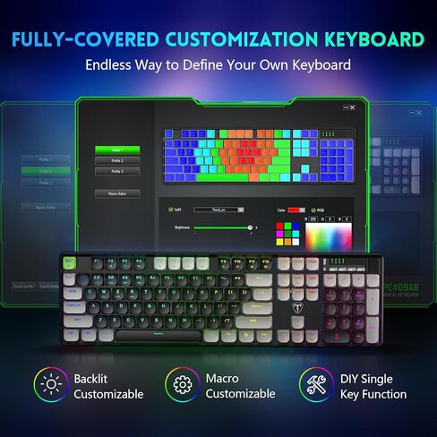 RisoPhy PC425 Wireless Gaming Keyboard, Gasket Mount, RGB Backlight, Volume Knob, 2.4GHz/USB-C/BT5.0, 60% Mechanical Gaming Keyboard for Mac/Win in Kuwait