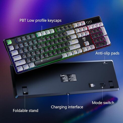 RisoPhy PC425 Wireless Gaming Keyboard, Gasket Mount, RGB Backlight, Volume Knob, 2.4GHz/USB-C/BT5.0, 60% Mechanical Gaming Keyboard for Mac/Win in Kuwait