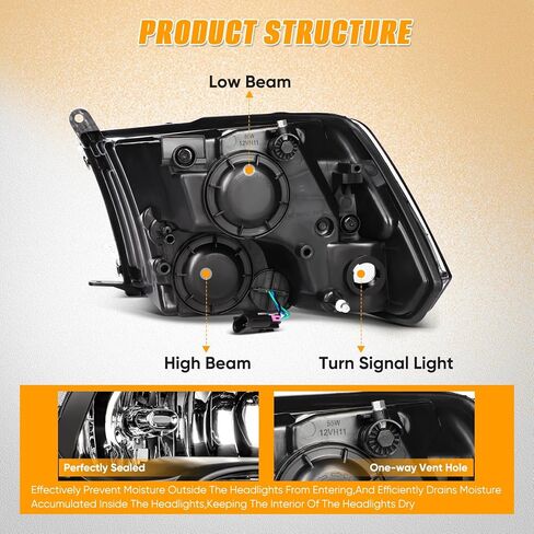 ASAPE Headlight Assembly - 2009-2018 for Dodge Ram Headlights Assembly for Dodge Ram 1500/2500/3500 Quad and Dual Style Auto Headlamp Replacement Driver and Passenger Side Black Housing in Saudi Arabia