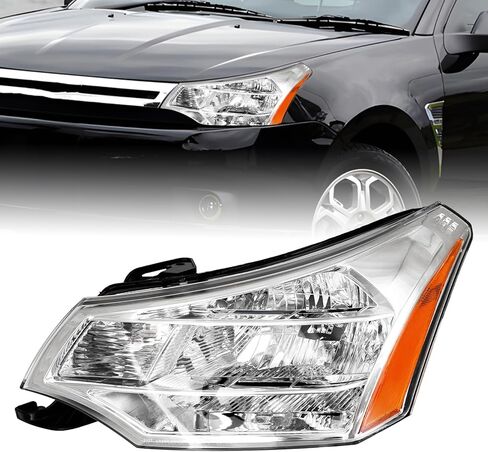 Headlight Assembly Compatible with 2008 2009 2010 2011 Focus S SE SES SEL Headlamp Chrome Housing OE Factory Replacement w/o Bulbs (Left Driver Side) in Saudi Arabia