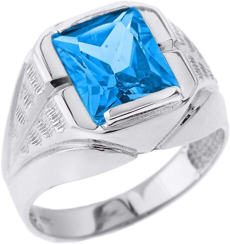.925 Sterling Silver Square Cubic Zirconia Birthstone Men’s Statement Ring - Sizes 4-16 in Kuwait