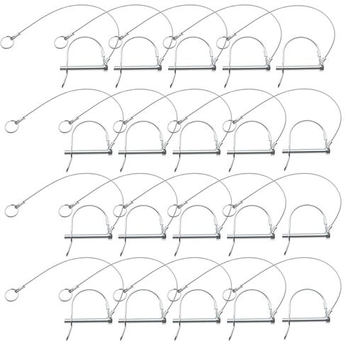 مقطورة مقرنة دبوس سلك قفل دبوس رمح قفل دبوس مقرنة السلامة، قطر 6 مم × دبوس قفل 2-1/5 بوصة مع سلك ممتد من الفولاذ المقاوم للصدأ وحلقة تحرير سريعة (10) in Kuwait