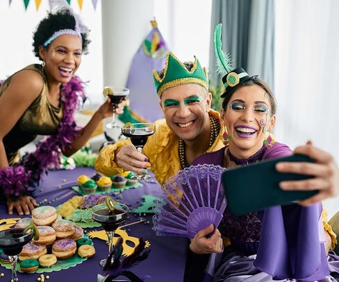 Mardi Gras Earrings Set for Women - Classy Purple Green Gold Drop Dangle Jewelry, Carnival Outfit Costume Jewelry Accessories Gifts in Kuwait