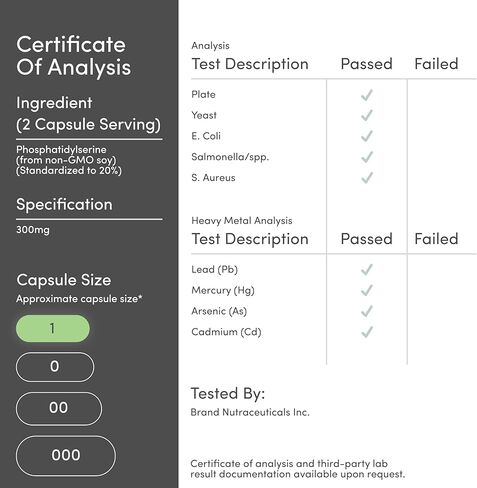 PhosphatidylSerine Supplement 300mg Per Serving, Manufactured in The USA, 120 Capsules (Phosphatidyl Serine Complex) Brain Booster Focus Supplement for Adults (Cortisol Manager) by Double Wood in Kuwait