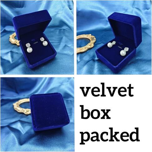 أقراط نسائية من اللؤلؤ الأبيض متدلية من الفضة الاسترليني مع صندوق هدايا مخملي in Kuwait