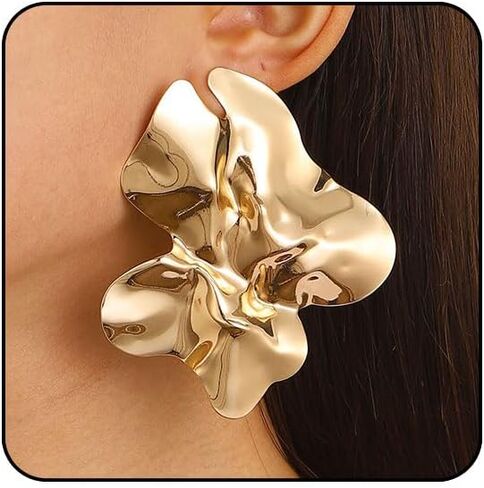 Big Statement Earrings for Women Trendy Chunky Earrings Black Red Maroon Burgundy Hot Pink Earring Unique Irregular Large Floral Flower Drop Dangle Earring Chunky Jewelry in Kuwait