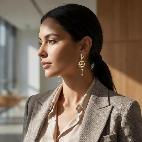 Moon Earrings, Celestial Star and Crescent Dangle Earrings, Elegant Silver Jewelry for Daily Wear and Special Occasions, Pierced Earring Set with Secure Clasp in Saudi Arabia