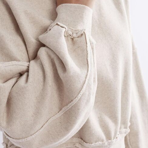 Amazhiyu Women's Linen Crewneck Cropped Sweatshirts Long Sleeve Fall Pullover in Saudi Arabia