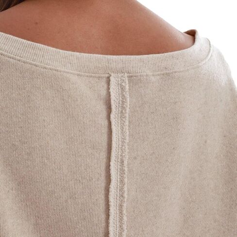 Amazhiyu Women's Linen Crewneck Cropped Sweatshirts Long Sleeve Fall Pullover in Saudi Arabia