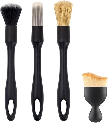 4 PCS Soft Car Interior Detailing Kit Tools | Boars Bristle Dust Brush Set | for Auto,Truck,SUV,RV Interior Cleaning | Dusting Supplies for Wheels,Air Vents,Leather Seats in Kuwait