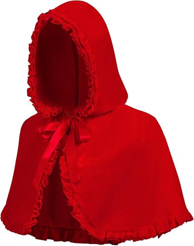 قبعة ذات قلنسوة حمراء صغيرة للسيدات، قبعة ذات قلنسوة مخملية حمراء قصيرة، زي عباءة عيد الهالوين in Kuwait