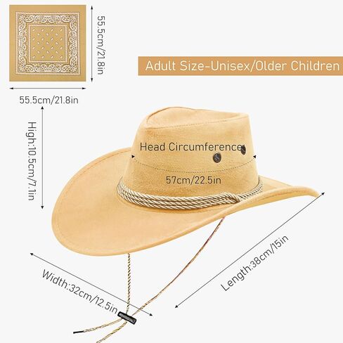 6 Pack Western Cowboy Hats Bulk, Adult Cowboy Hat with Bandanas Set, Cowgirl Party Hats for Men Women Costume Party in Kuwait