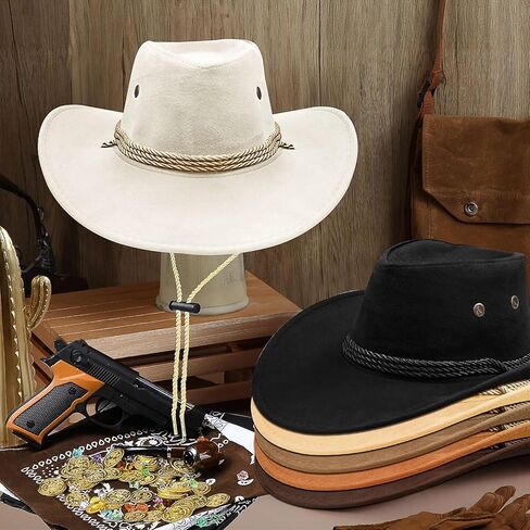 6 Pack Western Cowboy Hats Bulk, Adult Cowboy Hat with Bandanas Set, Cowgirl Party Hats for Men Women Costume Party in Kuwait