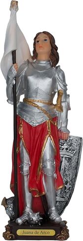 Cannan Juana De Arco 12" Doncella de Orleans Saint Joan of Arc Religious Statue, Decorative Figurine with Armor, Shield and Flag, Hand-Painted,Resin in Kuwait