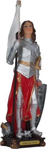 Cannan Juana De Arco 12" Doncella de Orleans Saint Joan of Arc Religious Statue, Decorative Figurine with Armor, Shield and Flag, Hand-Painted,Resin in Kuwait