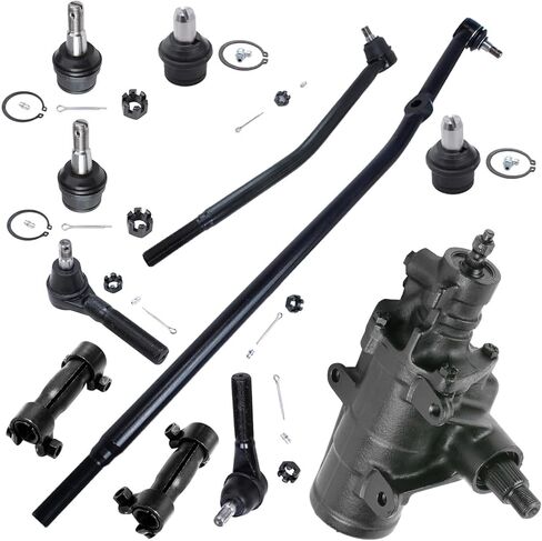 Detroit Axle - Front 11pc Gear Box Kit for Ford E-150 Econoline Club Wagon, Power Steering Gear Box Ball Joints Outer Tie Rod Ends Center Links Adjusting Sleeves Replacement in Saudi Arabia