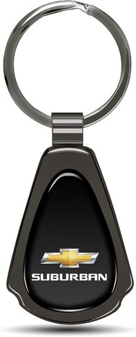 iPick Image for Chevrolet Suburban Black Dome Metal Teardrop Key Chain in Kuwait