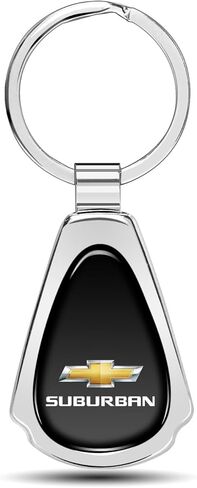 iPick Image for Chevrolet Suburban Black Dome Metal Teardrop Key Chain in Saudi Arabia