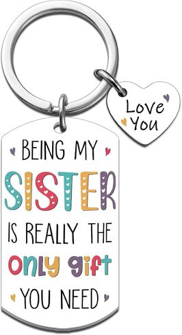 Sisters Gifts from Sister Keychain Sister Birthday Gifts Funny Gift for Sisters Friends Bestie Soulmates Thanksgiving Christmas Gift Ideas Unique Sis Keyring in Kuwait