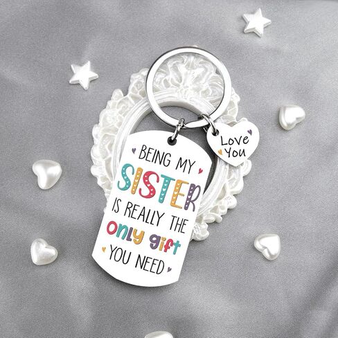 Sisters Gifts from Sister Keychain Sister Birthday Gifts Funny Gift for Sisters Friends Bestie Soulmates Thanksgiving Christmas Gift Ideas Unique Sis Keyring in Kuwait