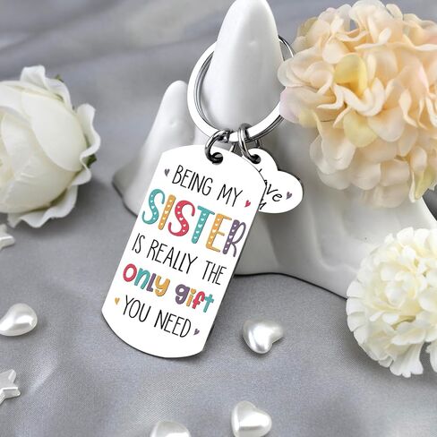 Sisters Gifts from Sister Keychain Sister Birthday Gifts Funny Gift for Sisters Friends Bestie Soulmates Thanksgiving Christmas Gift Ideas Unique Sis Keyring in Kuwait