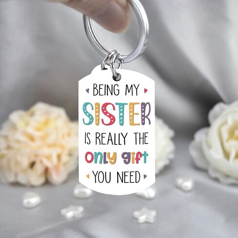 Sisters Gifts from Sister Keychain Sister Birthday Gifts Funny Gift for Sisters Friends Bestie Soulmates Thanksgiving Christmas Gift Ideas Unique Sis Keyring in Kuwait